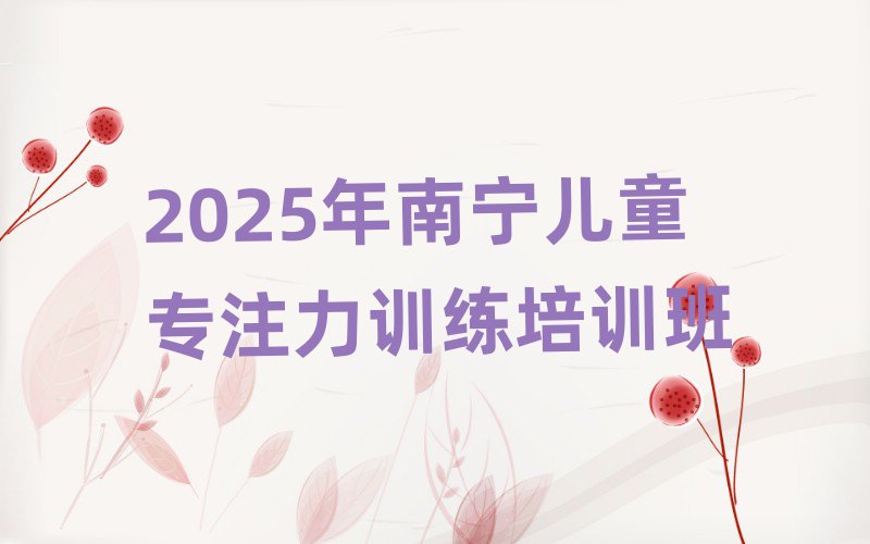 2025年南寧兒童專注力訓(xùn)練培訓(xùn)班